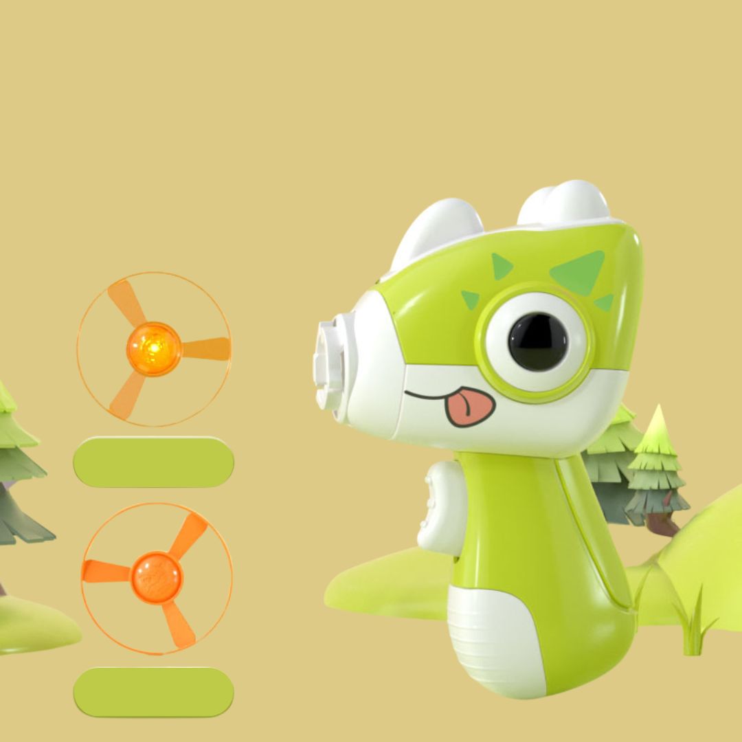 Leo™ Dino-Frisbee Launcher with Glow-in-the-Dark Discs for Cats