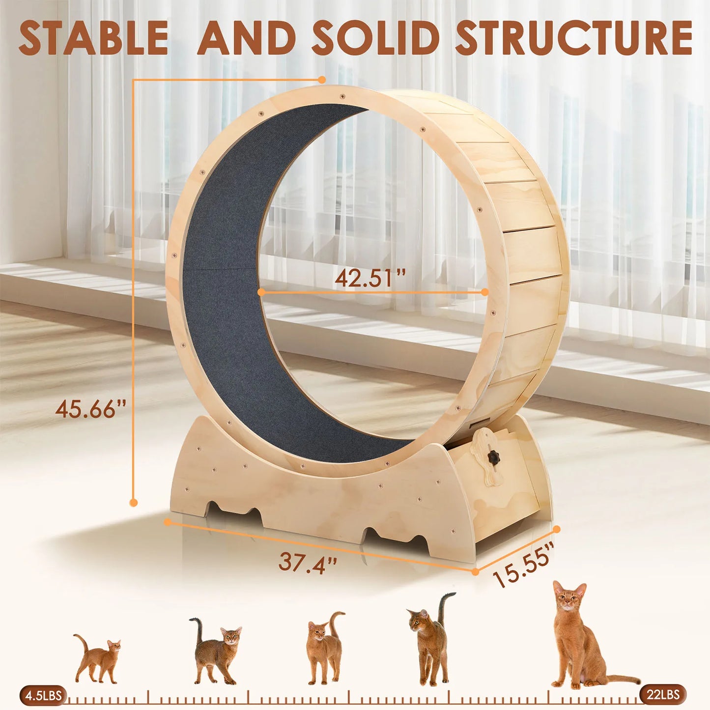 Lunacat™ Solid Wood Cat Exercise Wheel Quiet