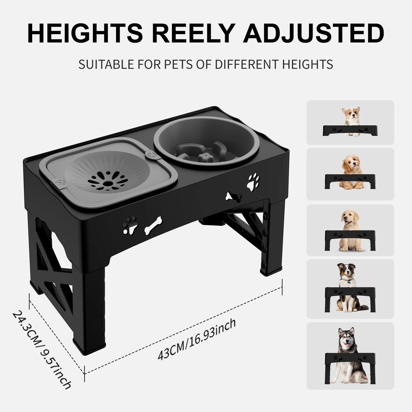 Nova™ Adjustable Pet Feeder 3-in-1 Feeder Bowl With Water Station