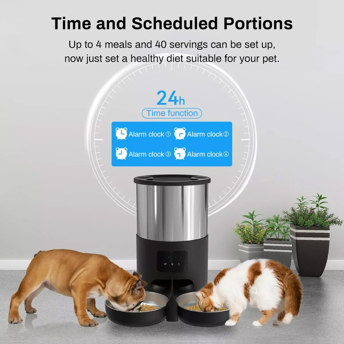 4.5L Smart WiFi Pet Feeder Double Stainless Steel Bowls