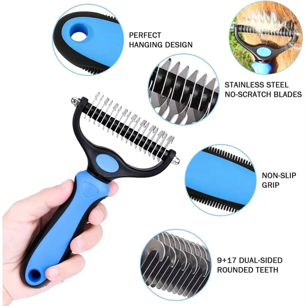 Max™ Dual-Sided Dog Grooming Brush Deshedding Tool For Tangles & Loose Fur