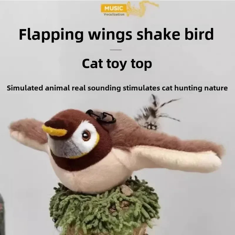 Interactive Bird Cat Toy™ Rechargeable plush bird with chirping sounds and flapping wings