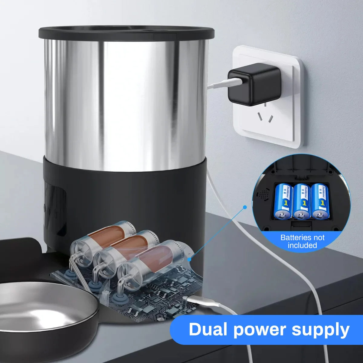 4.5L Smart WiFi Pet Feeder Double Stainless Steel Bowls