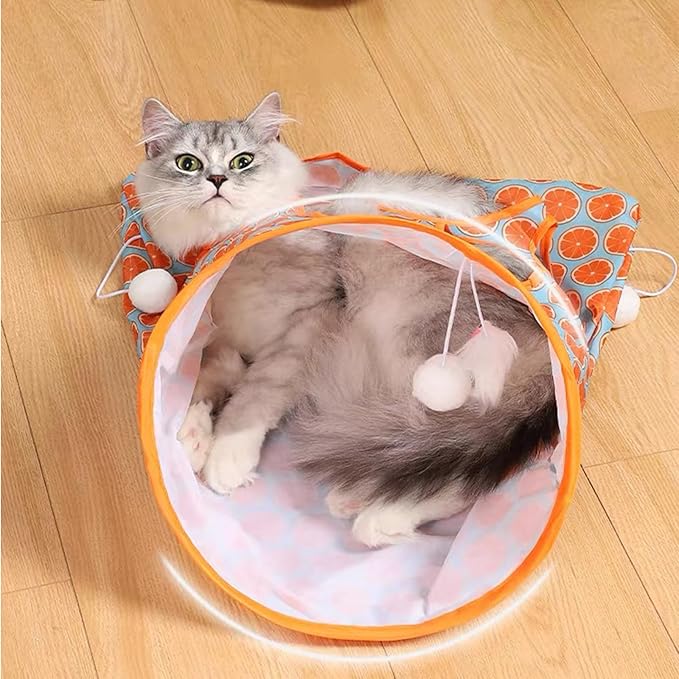 Luna™ Cat Tunnel Toy with Built-In Toys and Colorful Pattern