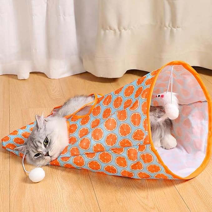 Luna™ Cat Tunnel Toy with Built-In Toys and Colorful Pattern