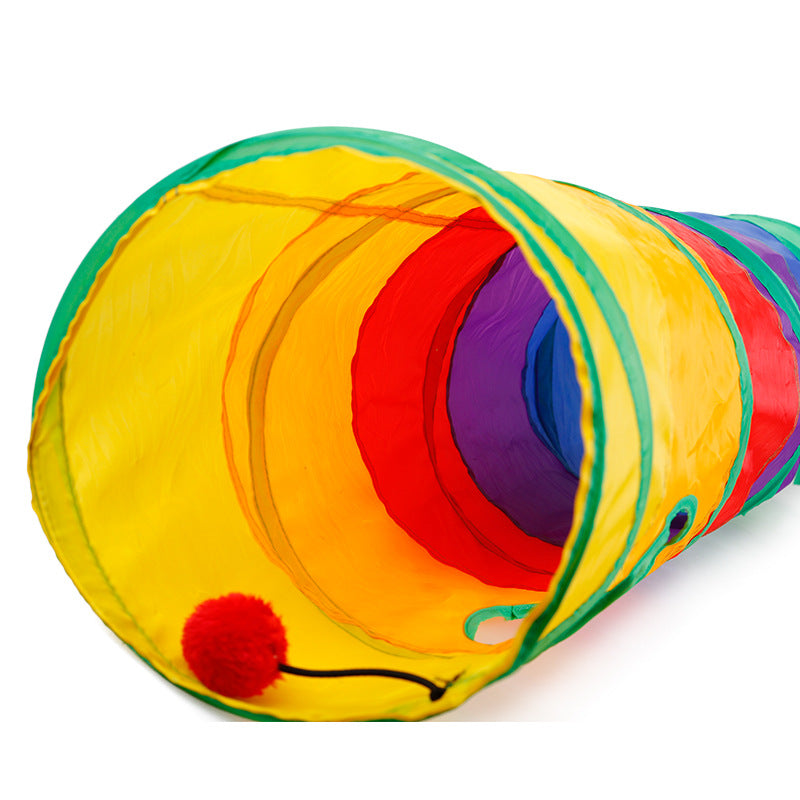 Luna™ Rainbow Cat Tunnel with Built-In Toy and Foldable Design