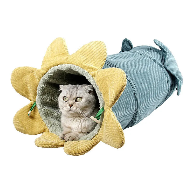 Luna™ Cat Tunnel – Colorful Flower Design for Play and Relaxation