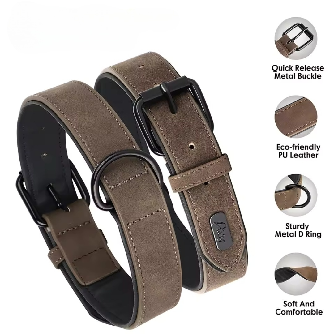 Rex Soft Padded PU Leather Dog Collar 1 pc