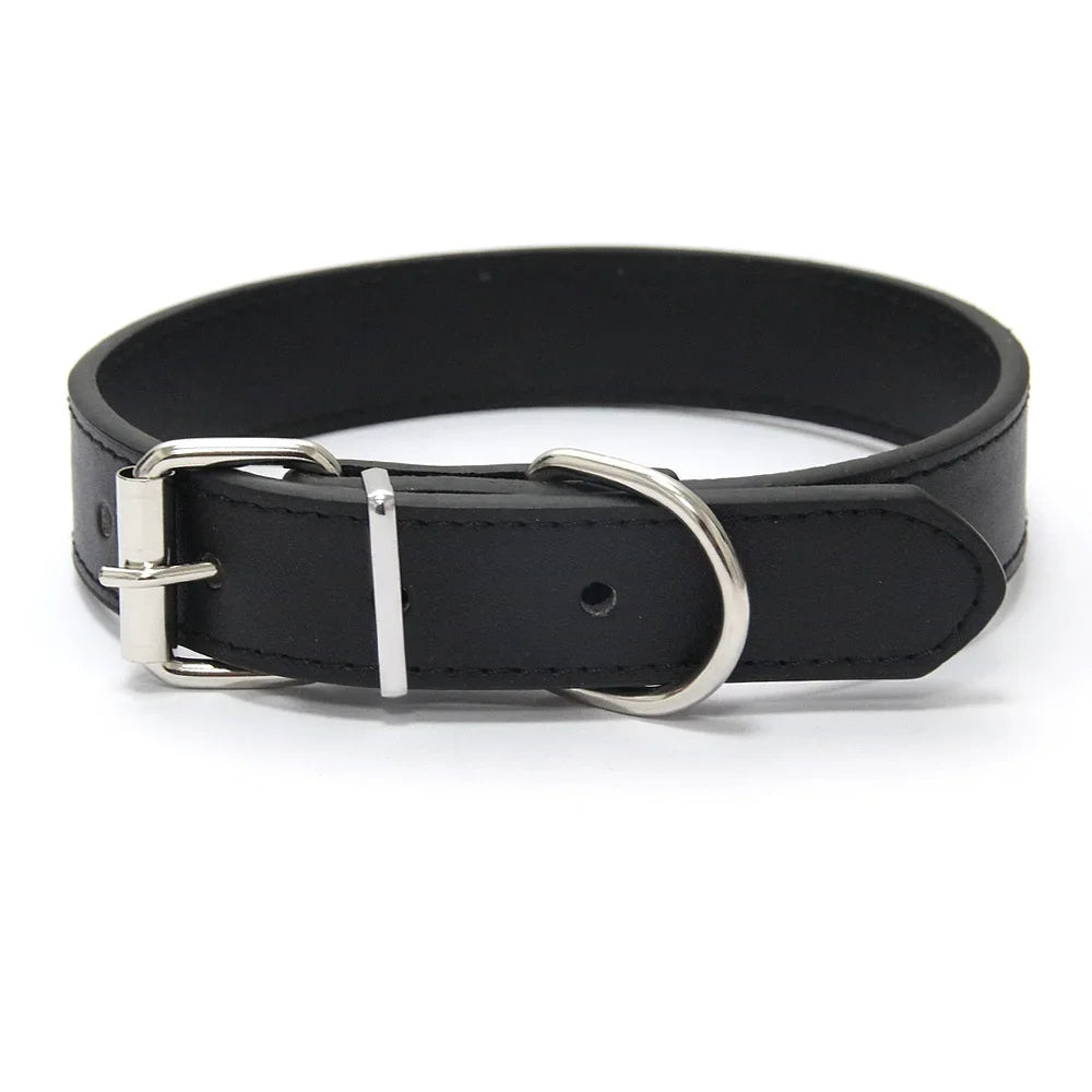 Finn™ Solid PU Leather Dog Collar Adjustable