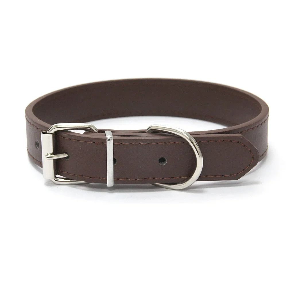 Finn™ Solid PU Leather Dog Collar Adjustable