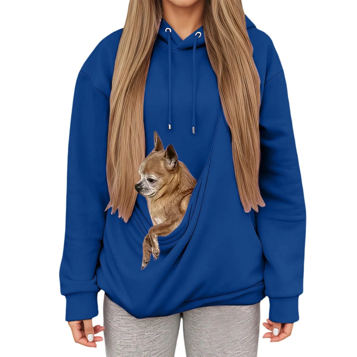 Women’s Casual Hoodie with Pet Carrier Pocket – Cozy Hooded Sweatshirt for Cats & Dogs