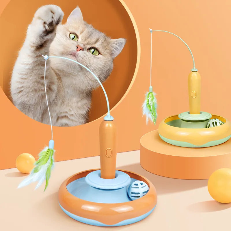 Oliver™ Interactive Cat Toy with Feathers and Rolling Ball