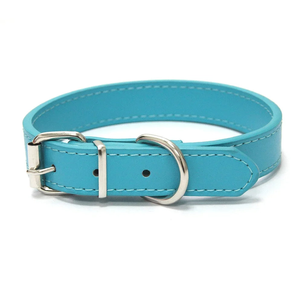 Finn™ Solid PU Leather Dog Collar Adjustable