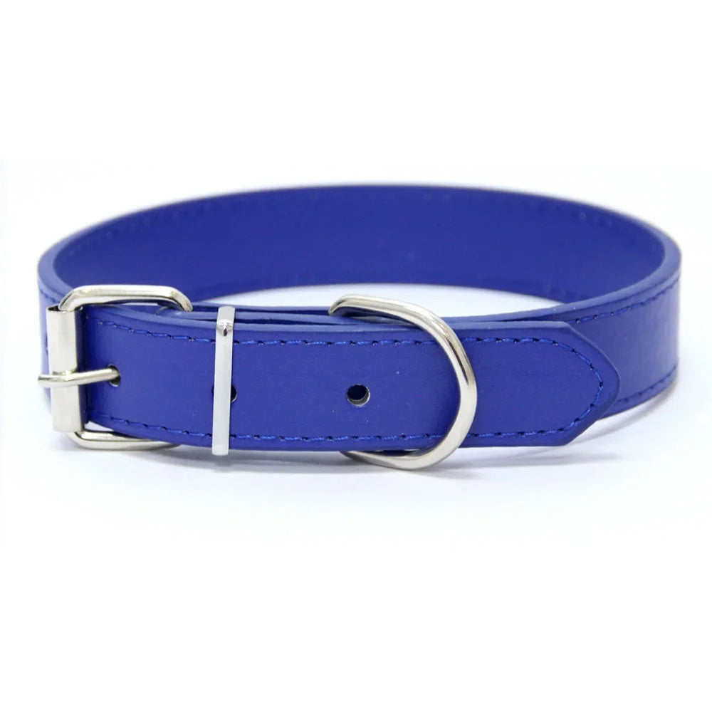 Finn™ Solid PU Leather Dog Collar Adjustable