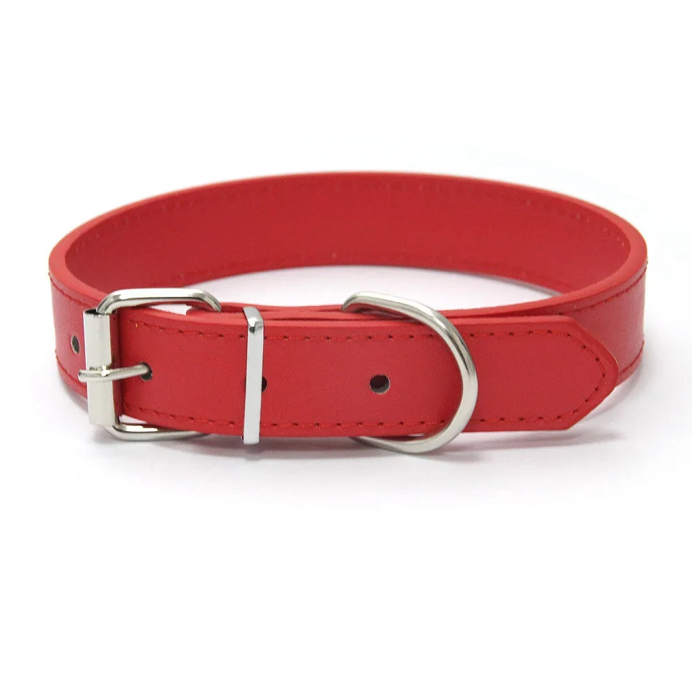 Finn™ Solid PU Leather Dog Collar Adjustable