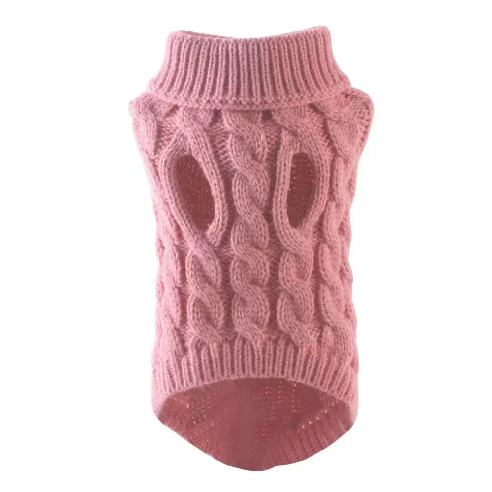 Knitted Dog Sweater with Warm Turtleneck for Small and Medium Pets