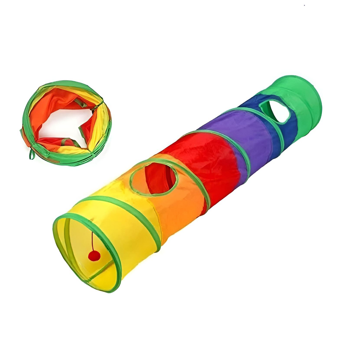 Luna™ Rainbow Cat Tunnel with Built-In Toy and Foldable Design