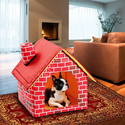 Duke™ Foldable Dog House with Brick Design for Indoor and Outdoor Use