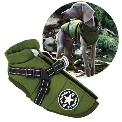 3-in-1 Dog Jacket with Built-In Harness and Waterproof Design