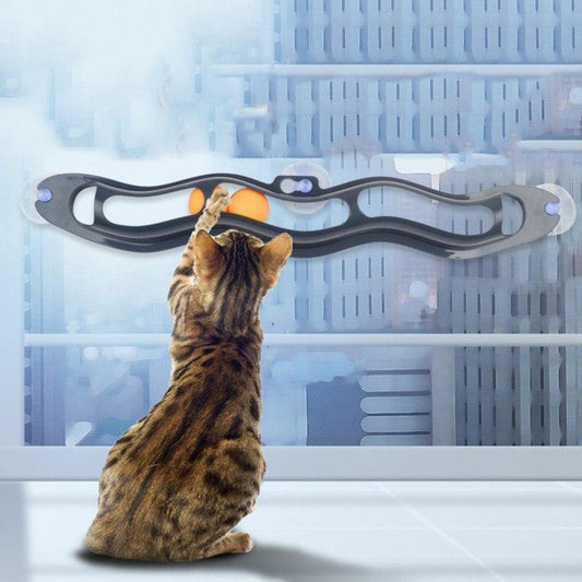 Window-Mounted Cat Track Ball Toy – Space-Saving Interactive Play for Active Cats