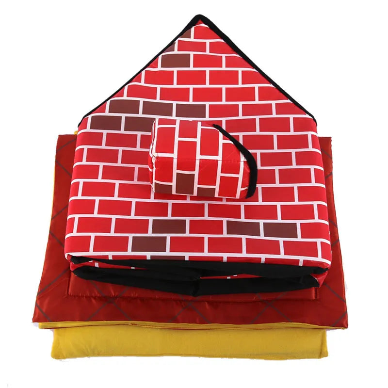 Duke™ Foldable Dog House with Brick Design for Indoor and Outdoor Use