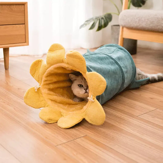 Luna™ Cat Tunnel – Colorful Flower Design for Play and Relaxation