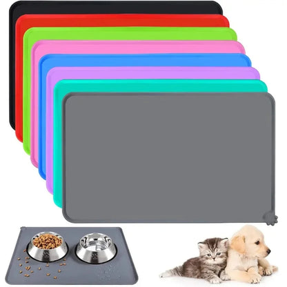 Waterproof Silicone Pet Food Mat – Non-Slip High-Lipped Feeding Pad for Dogs & Cats