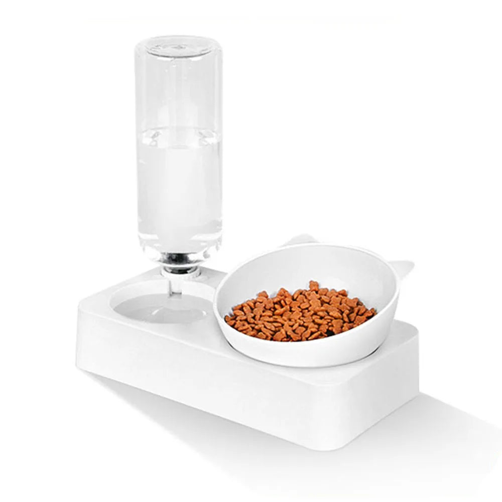Elevated Cat Feeding Station – Gravity Water and Food Bowls with Tilted Design
