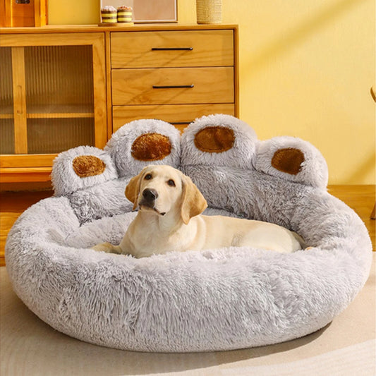 Luna™ Paw Plush Dog Bed – Cozy Comfort with a Playful Touch