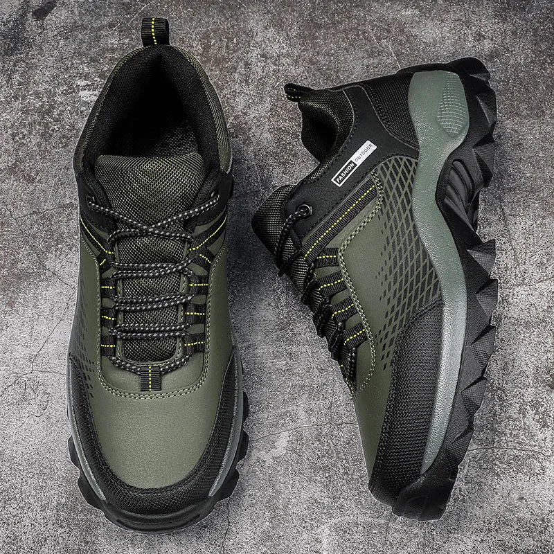 Men’s Hiking Sneakers – Lightweight Outdoor Leather Ankle Boots for Trekking & Walking