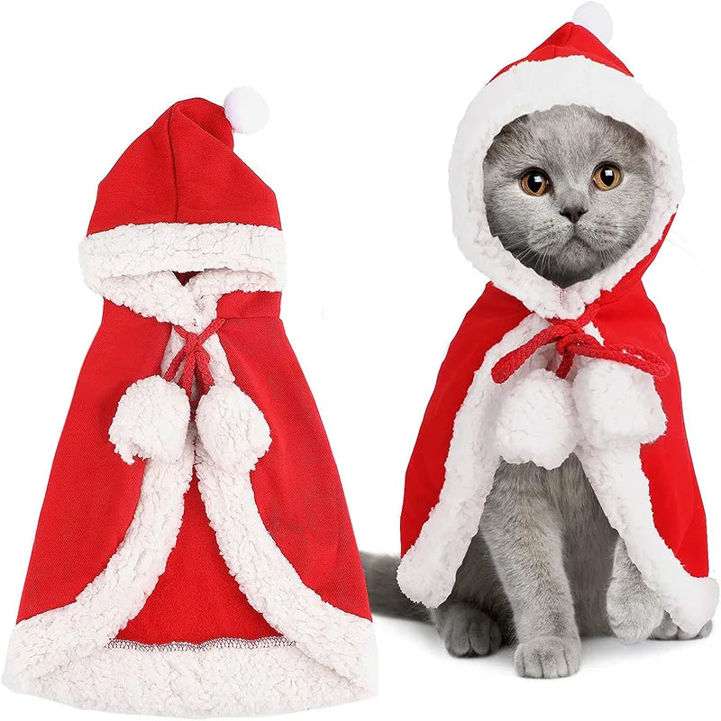 Santa Pet Cape – Christmas Costume for Cats and Small Dogs