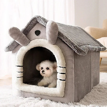 Teddy™ Cozy Cottage Pet House – Foldable Comfort for Cats & Small Dogs