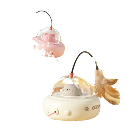 Nova™ UFO Cat Laser Toy with Interactive Feather and Random Beam Movement