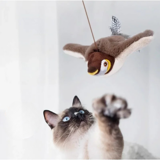Interactive Bird Cat Toy™ Rechargeable plush bird with chirping sounds and flapping wings