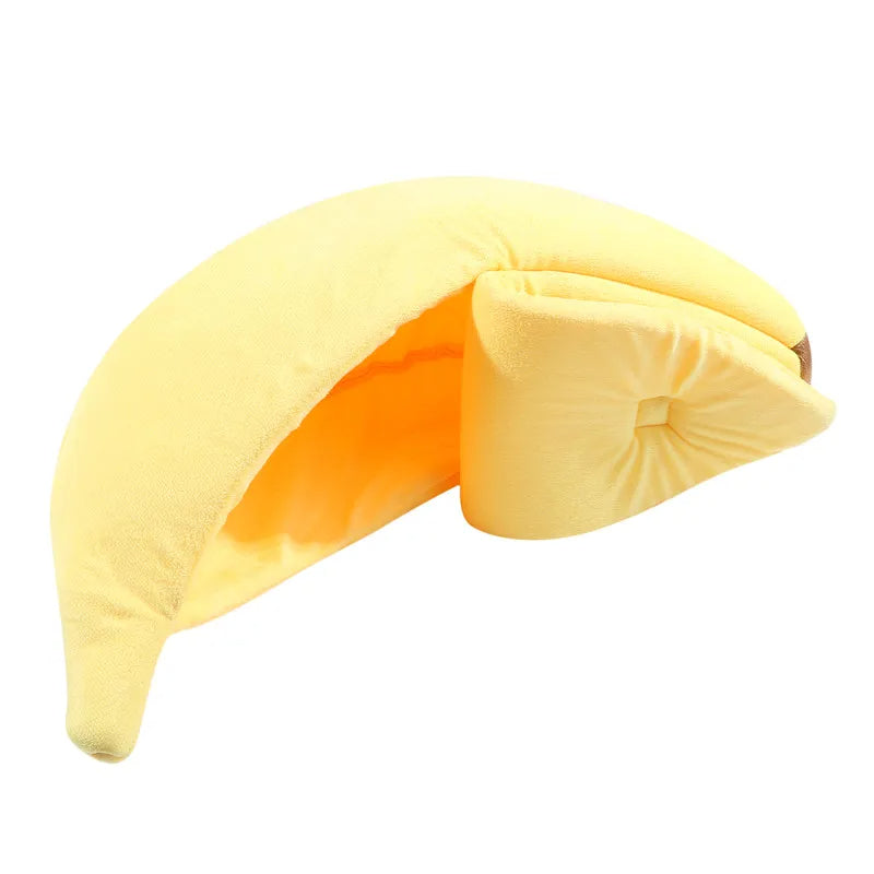 Mango™ Banana-Shaped Pet Bed with Plush Comfort and Semi-Enclosed Design