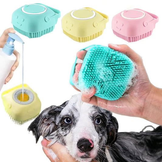 Silicone Pet Bath Brush Massage Grooming Tool for Dogs and Cats