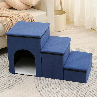 Foldable Multi-Functional Dog Stairs with Storage and Built-In Condo