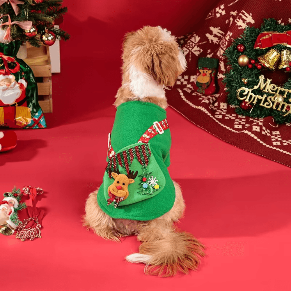 Christmas Elk Dog Dress with Soft Fabric and Festive Design
