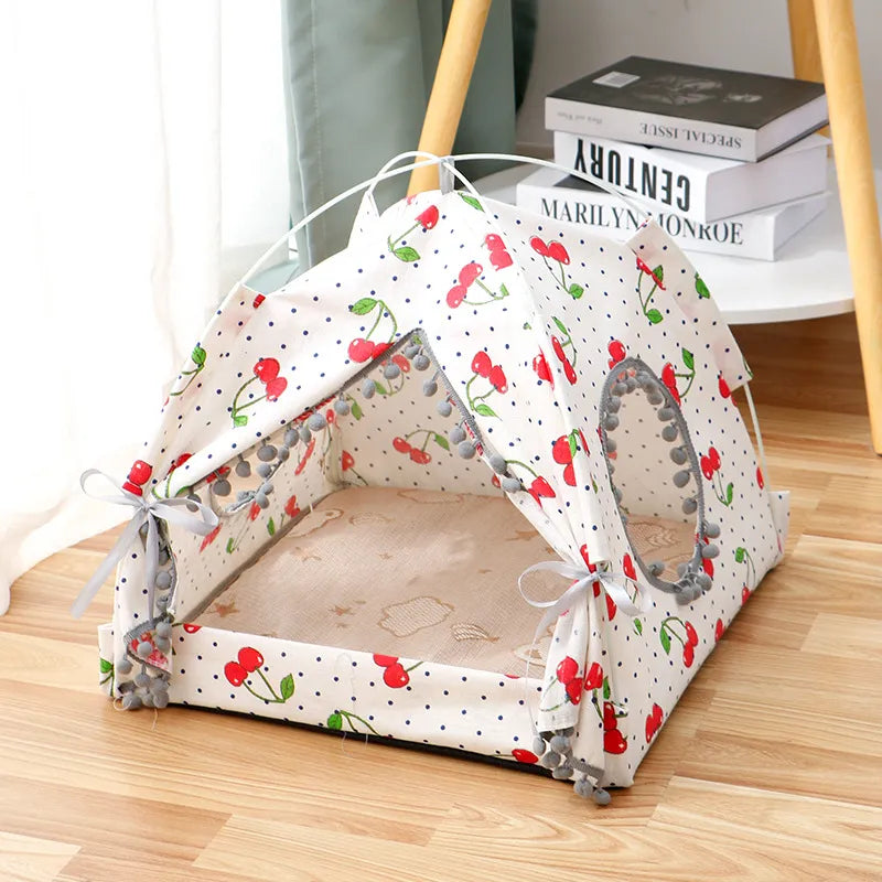 Enclosed Pet Tent Bed Cozy Cat House for Small and Medium Pets