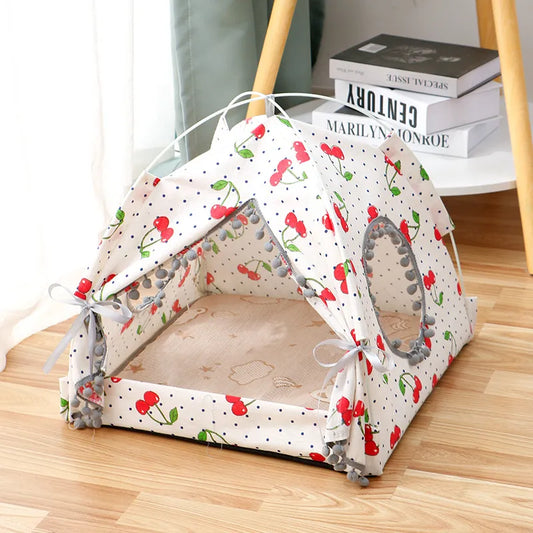 Enclosed Pet Tent Bed Cozy Cat House for Small and Medium Pets