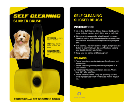Self Cleaning Pet Grooming Brush Stainless Steel Slicker Comb for Dogs and Cats