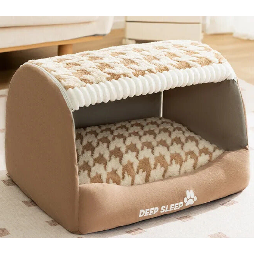 Cooper™ Plush Dog House with Enclosed Design and Washable Cushion