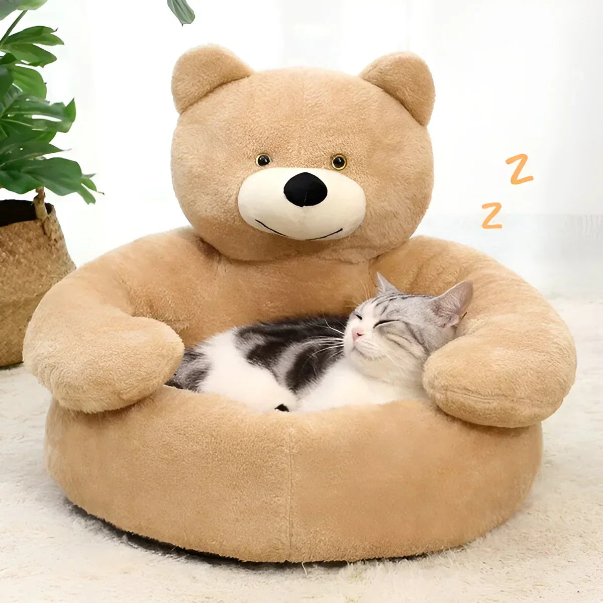 Teddy™ Cozy Pet Pillow with Cute Bear Design and Removable Cover