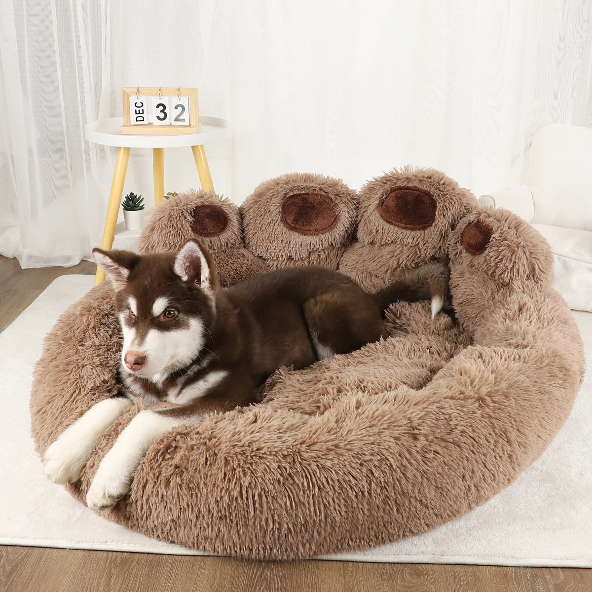 Luna™ Paw Plush Dog Bed – Cozy Comfort with a Playful Touch