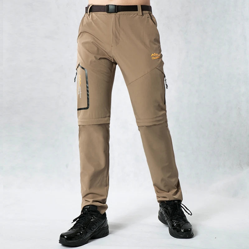Men’s Convertible Quick-Dry Hiking Pants with UV Protection and Zip-Off Legs