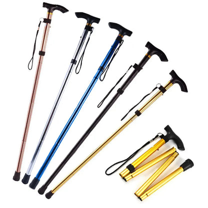 Folding Aluminum Walking Cane – Lightweight Telescopic Hiking & Trekking Stick