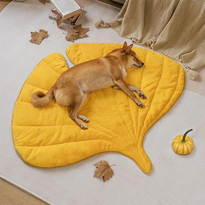 Giant Leaf-Shaped Pet Cushion – Thickened Fluffy Machine-Washable Mat