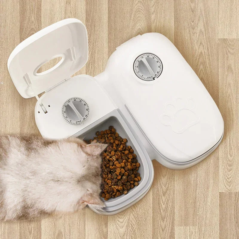 Nala™ Dual Bowl Timed Pet Feeder 700ml Automatic Food Dispenser