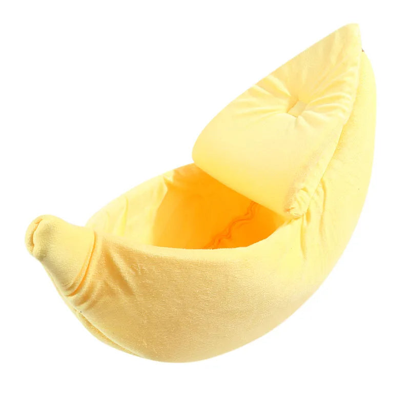 Mango™ Banana-Shaped Pet Bed with Plush Comfort and Semi-Enclosed Design