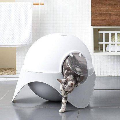 Enclosed Space Capsule Cat Litter Box – Modern, Odor-Controlled & Comfort-Focused